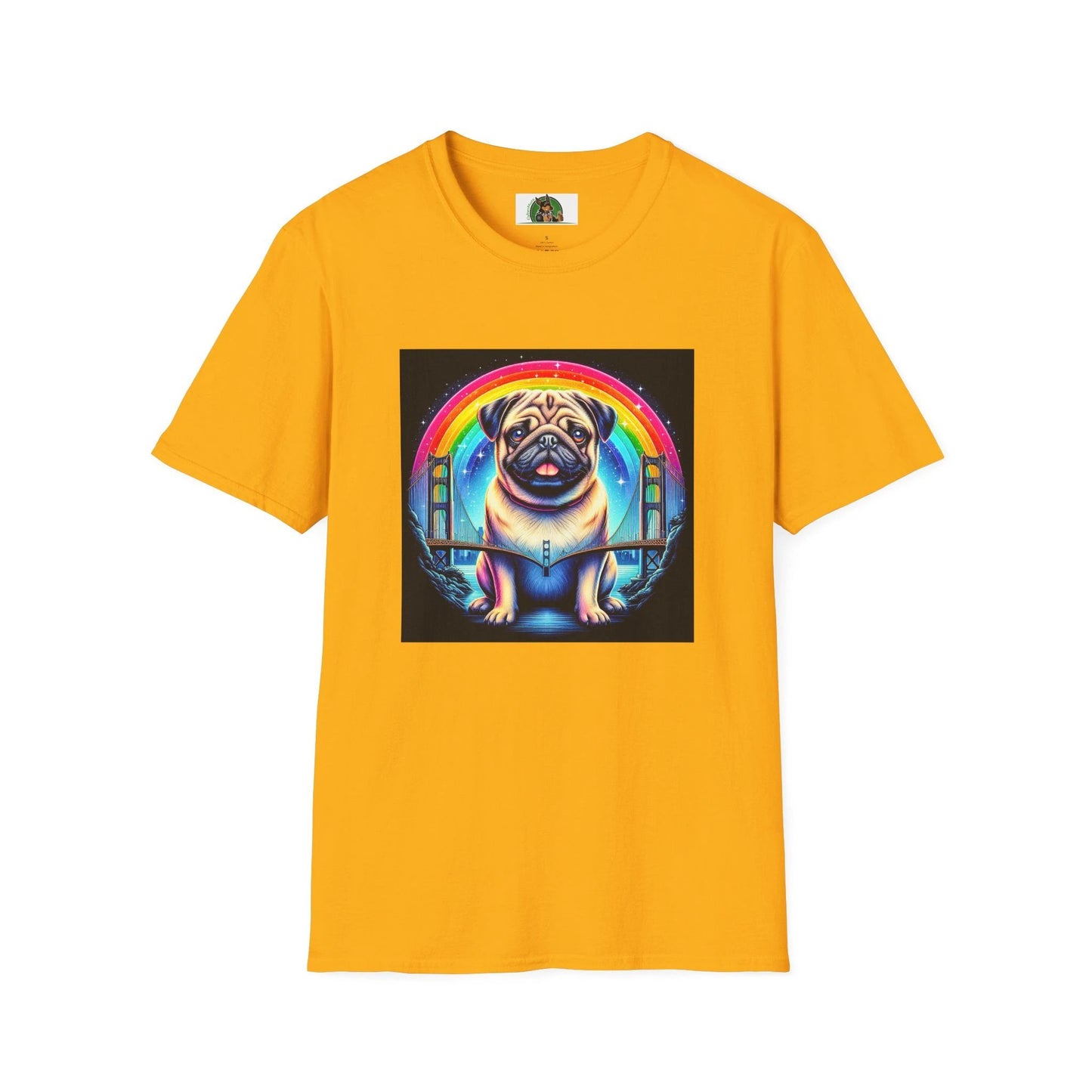 Pug Rainbow T-Shirt T-Shirt Printify S Gold