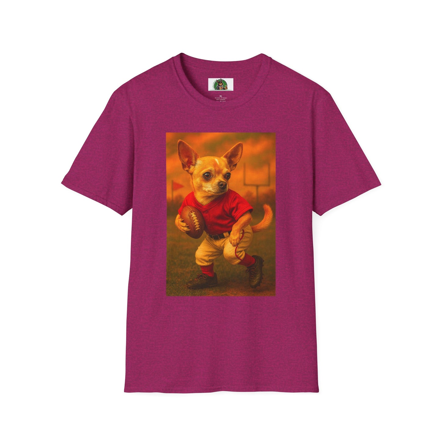 Chihuahua Football T-Shirt Sports T-Shirt Printify Antique Heliconia S