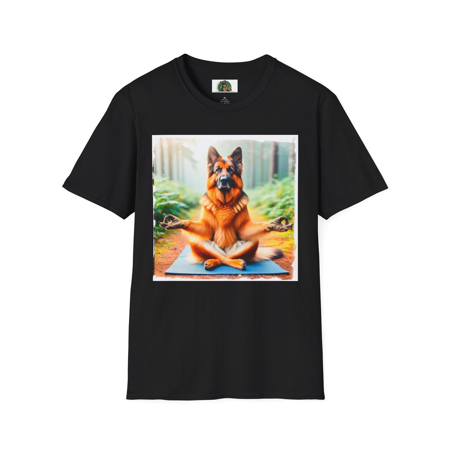 German Shepherd yoga and meditation shift T-Shirt Printify Black S