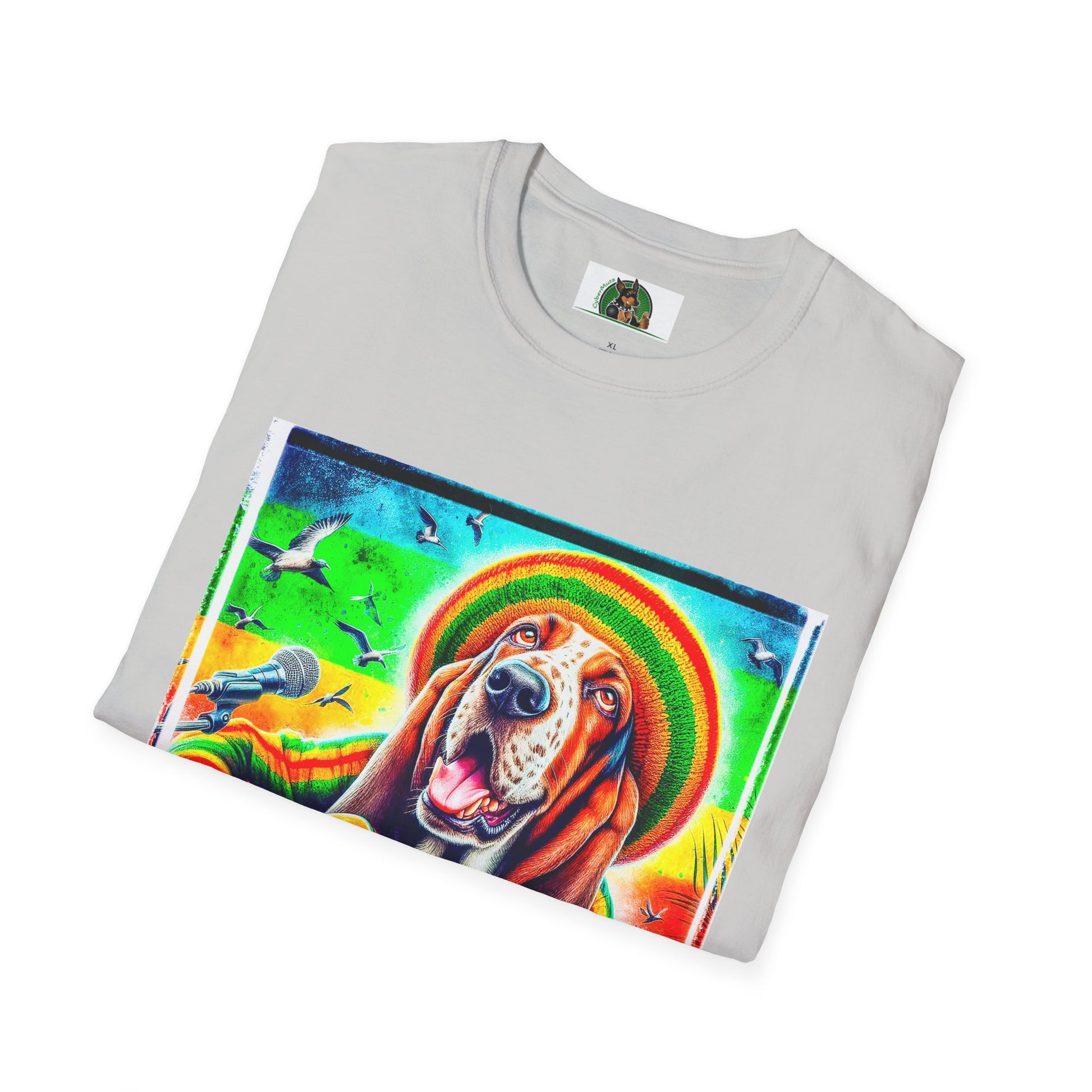 Basset Hound Rasta Dog Playing Guitar T-Shirt Printify   