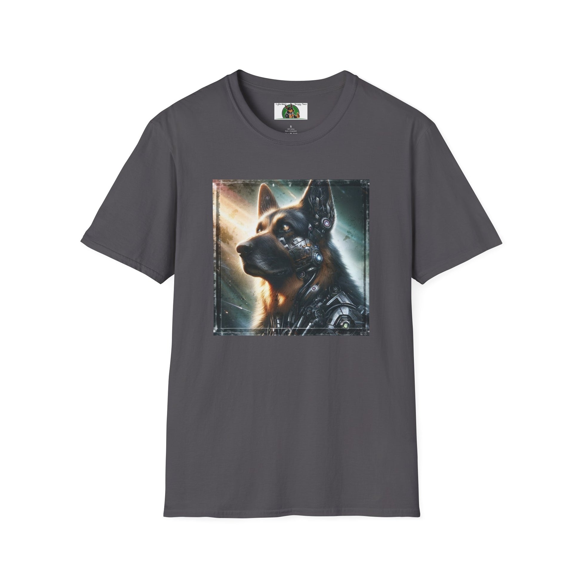 German Shepherd Robotic Dog Unisex Softstyle T-Shirt T-Shirt Printify S Charcoal