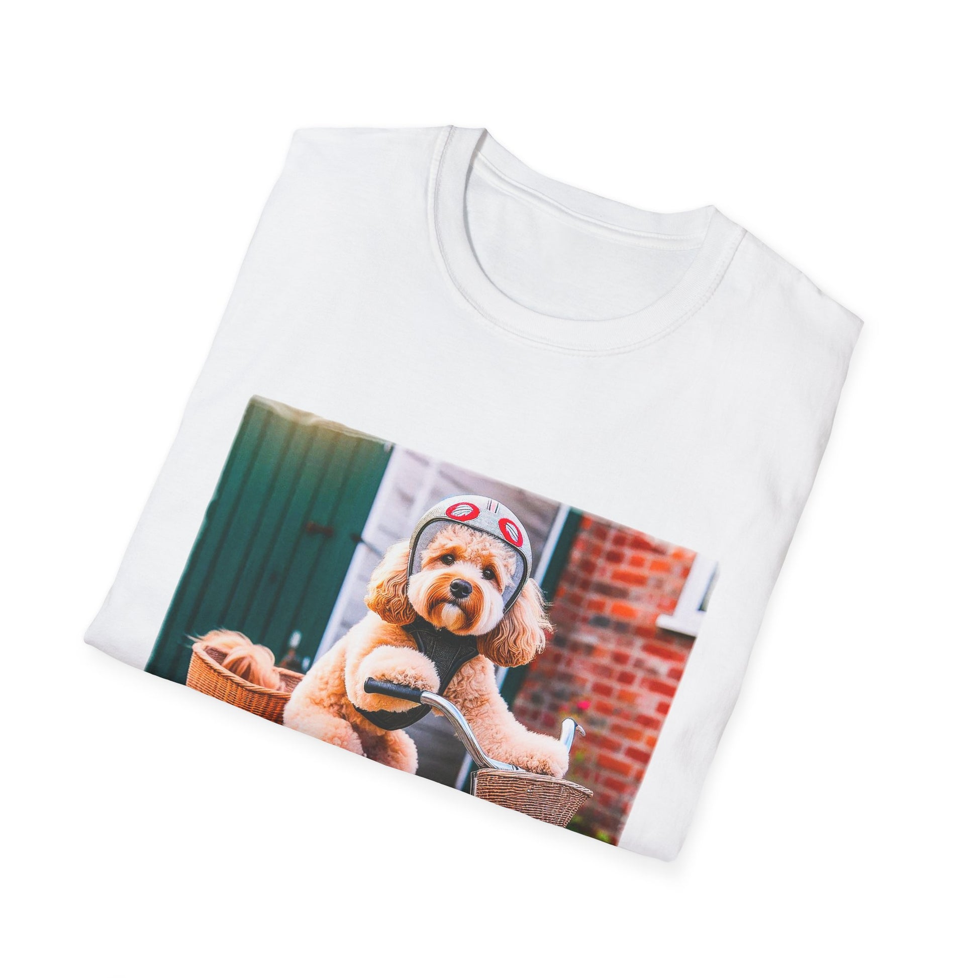 CockerPoo bike sitting t shirt T-Shirt Printify