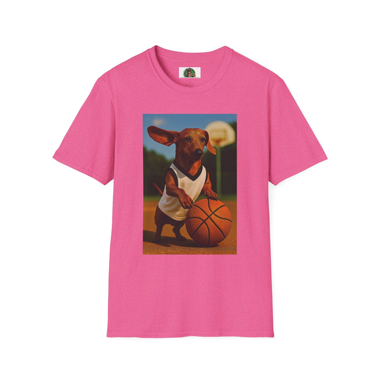 Sports Dachshund Basketball T-Shirt T-Shirt Printify Heather Heliconia S