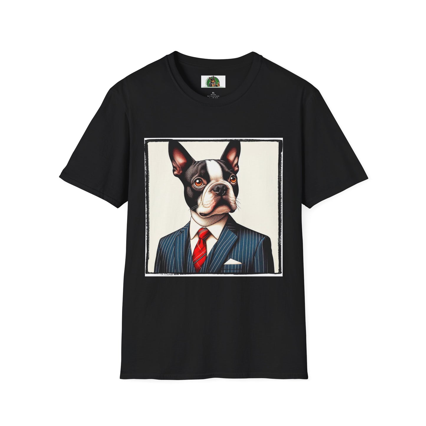 Boston Terrier Dog In Suit T-Shirt Printify XS Black 