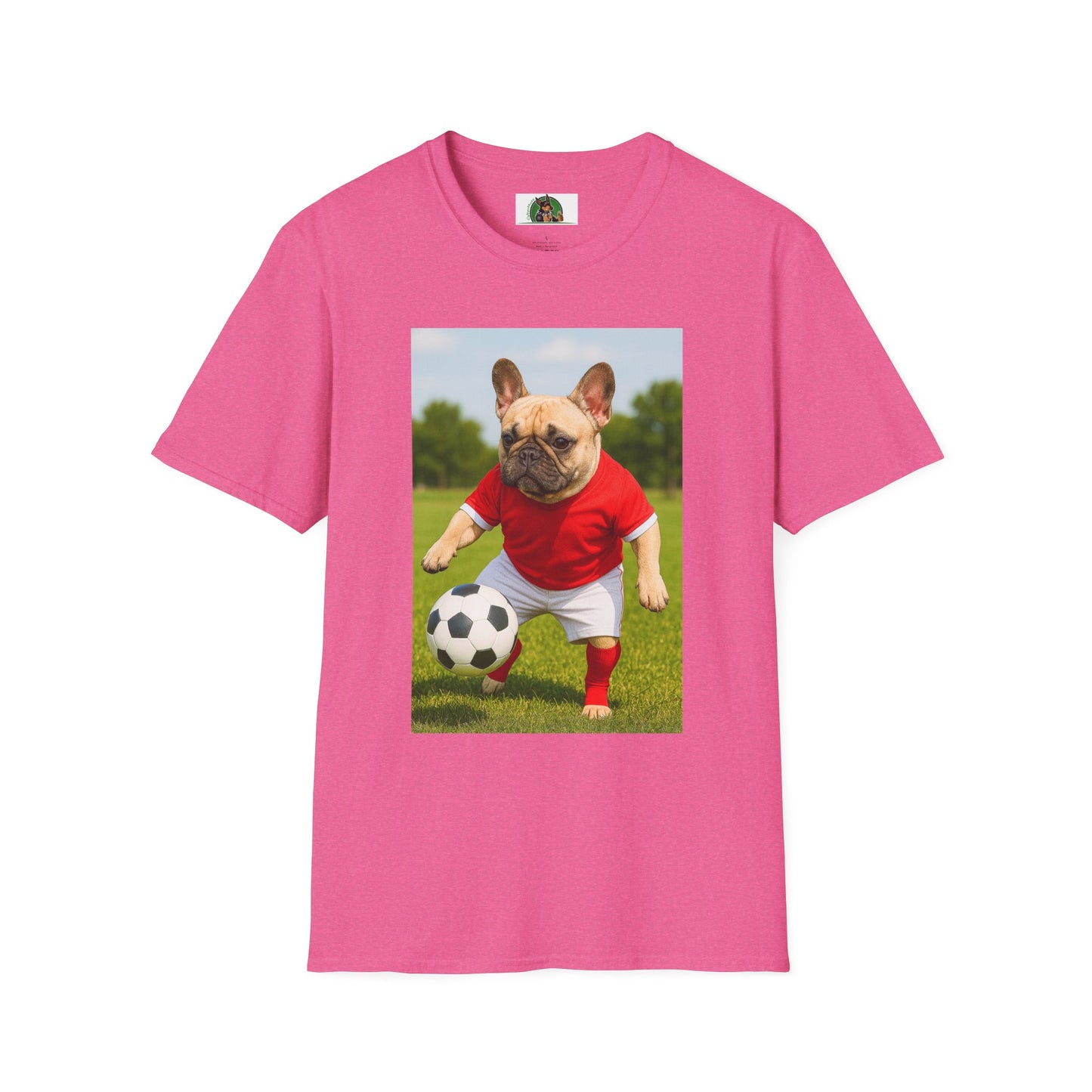 Sports Soccer French Bulldog T-Shirt T-Shirt Printify Heather Heliconia S