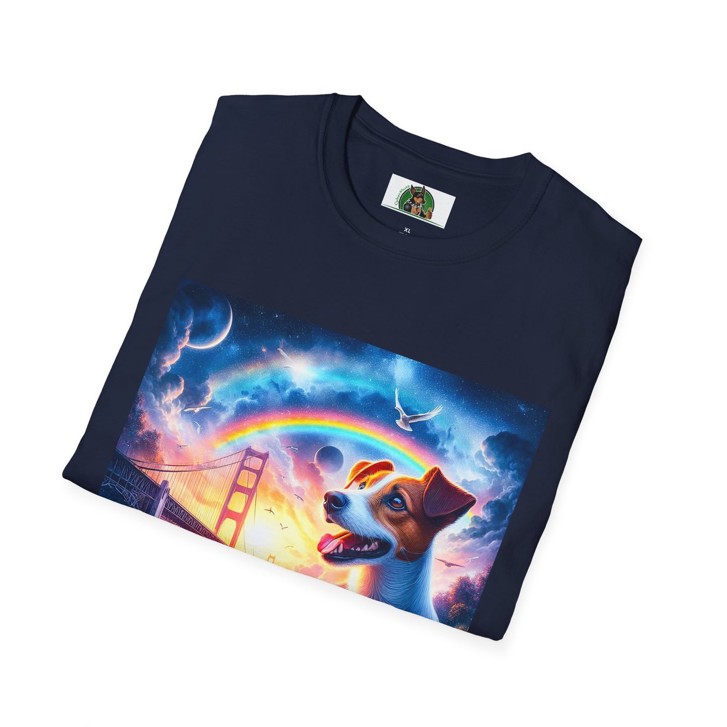 Jack Russell Moon And Dove Rainbow Bridge T-Shirt Printify