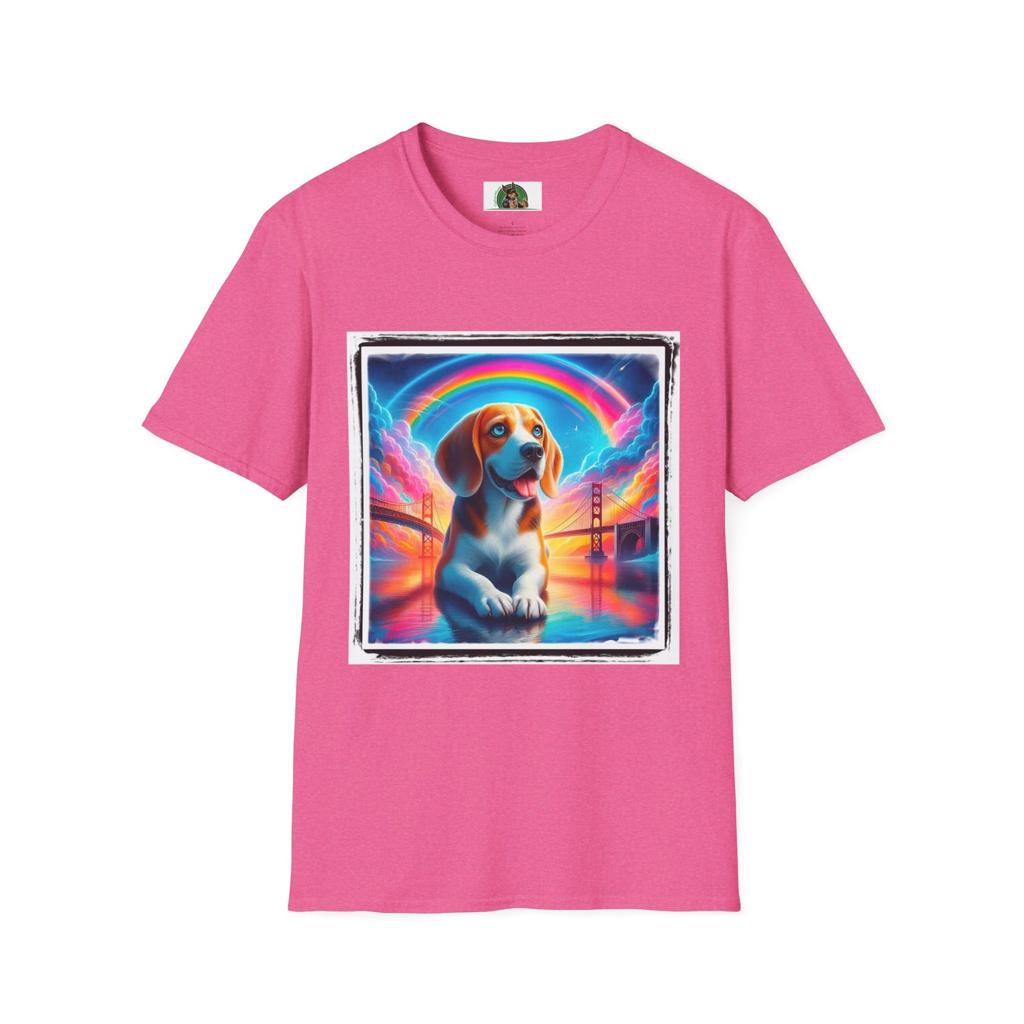 Beagle Rainbow Bridge T-Shirt Printify S Heather Heliconia 