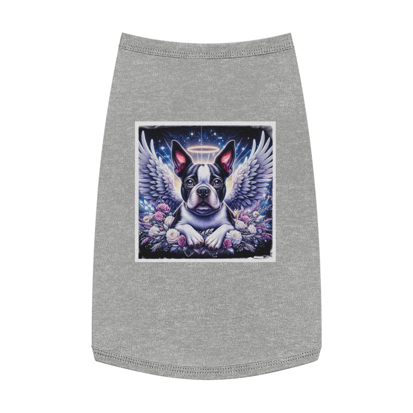 Pet Tank Top Boston Terrier Silver Angel Pets Printify L Heather 