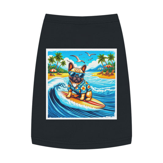 Pet Tank Top French Bulldog blue waves t shirt Pets Printify M Black