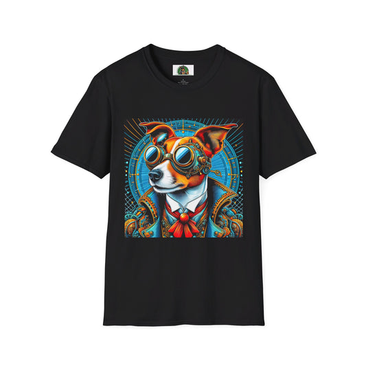 Jack Russell Blue Steampunk Dog T-Shirt Printify S Black 