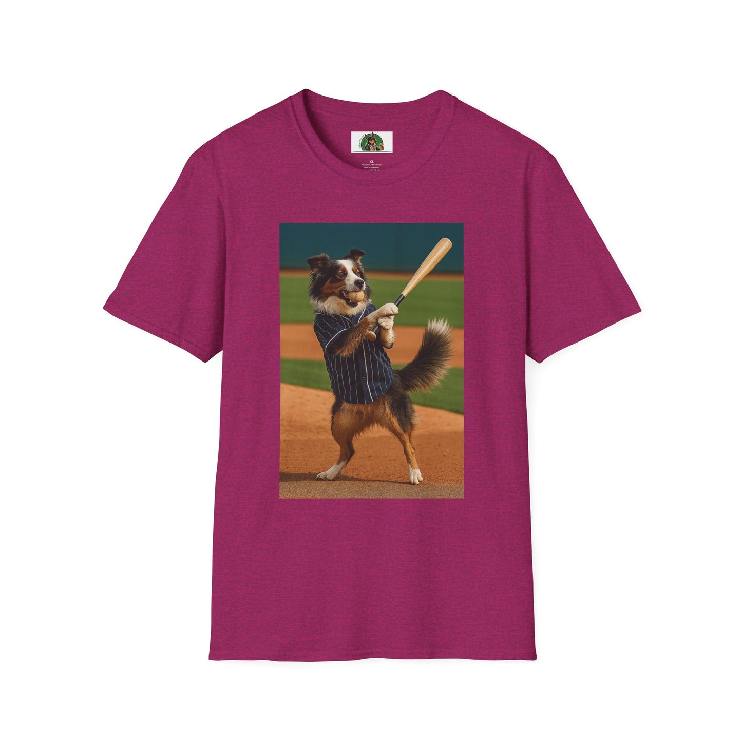 Sports Baseball Australian Shepherd Unisex T-Shirt T-Shirt Printify Antique Heliconia S