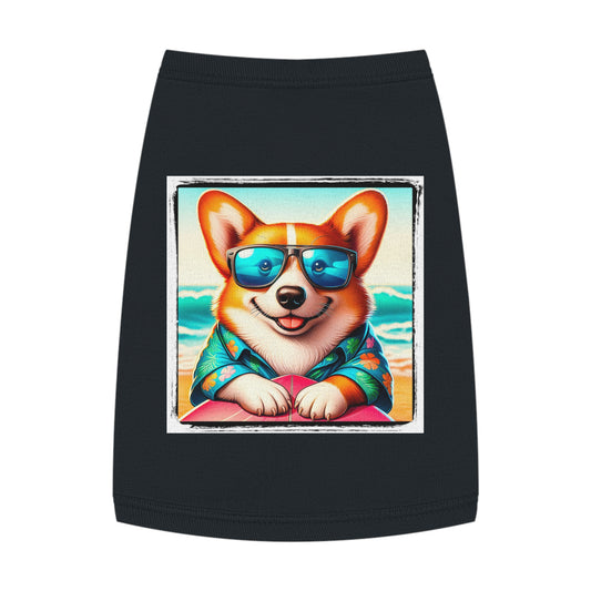 Pembroke Welsh Corgi beach puppy Pets Printify M Black