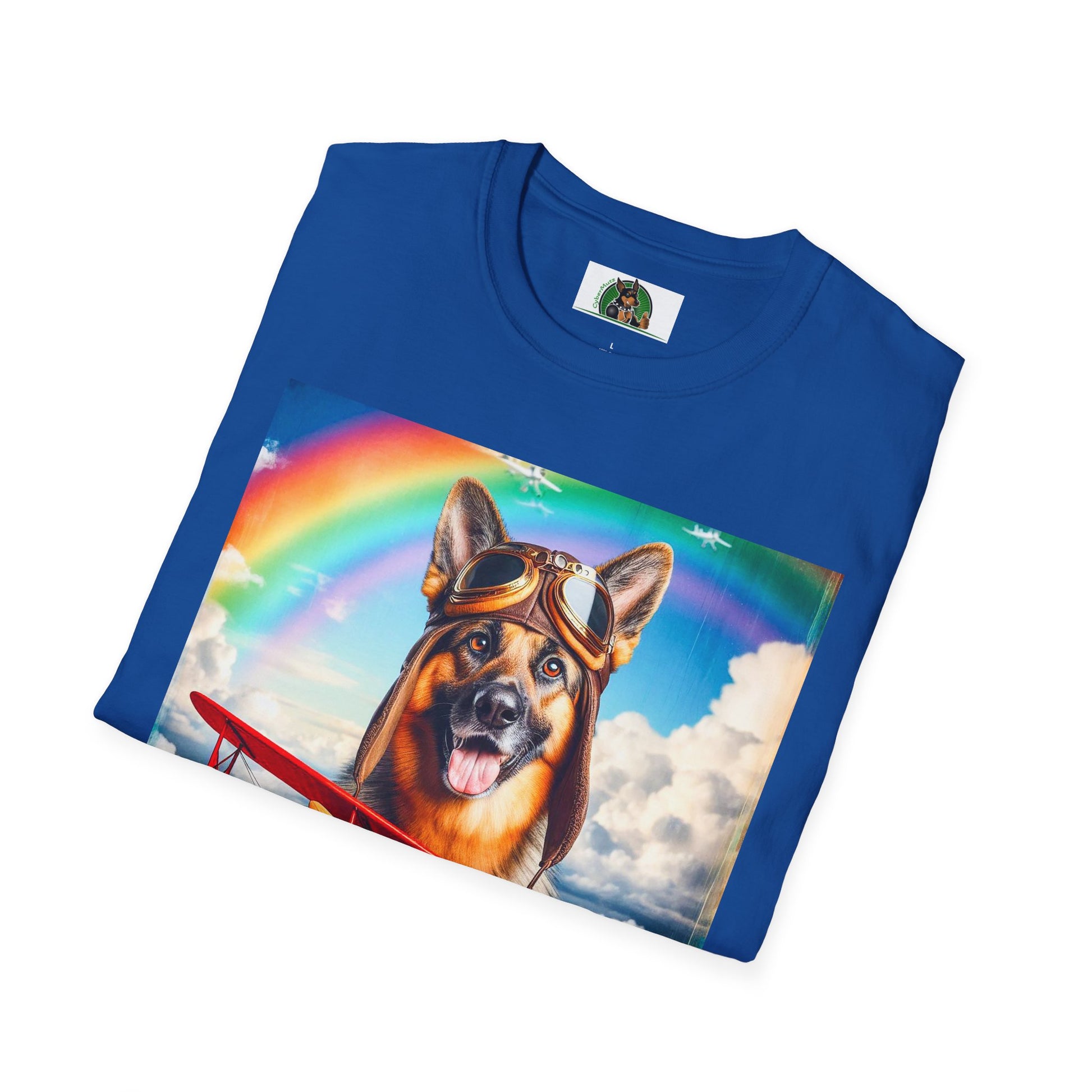 German Shepherd airplane flying T-Shirt Printify