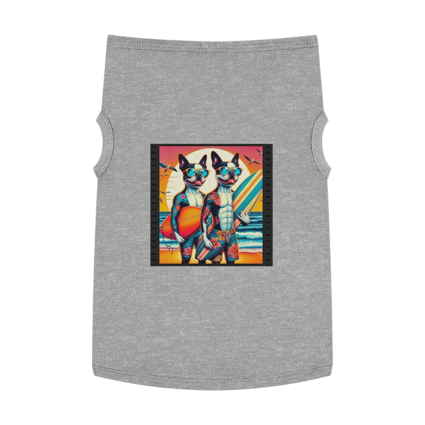 Pet Tank Top Boston Terrier Tattooed Dos Pets Printify XL Heather 