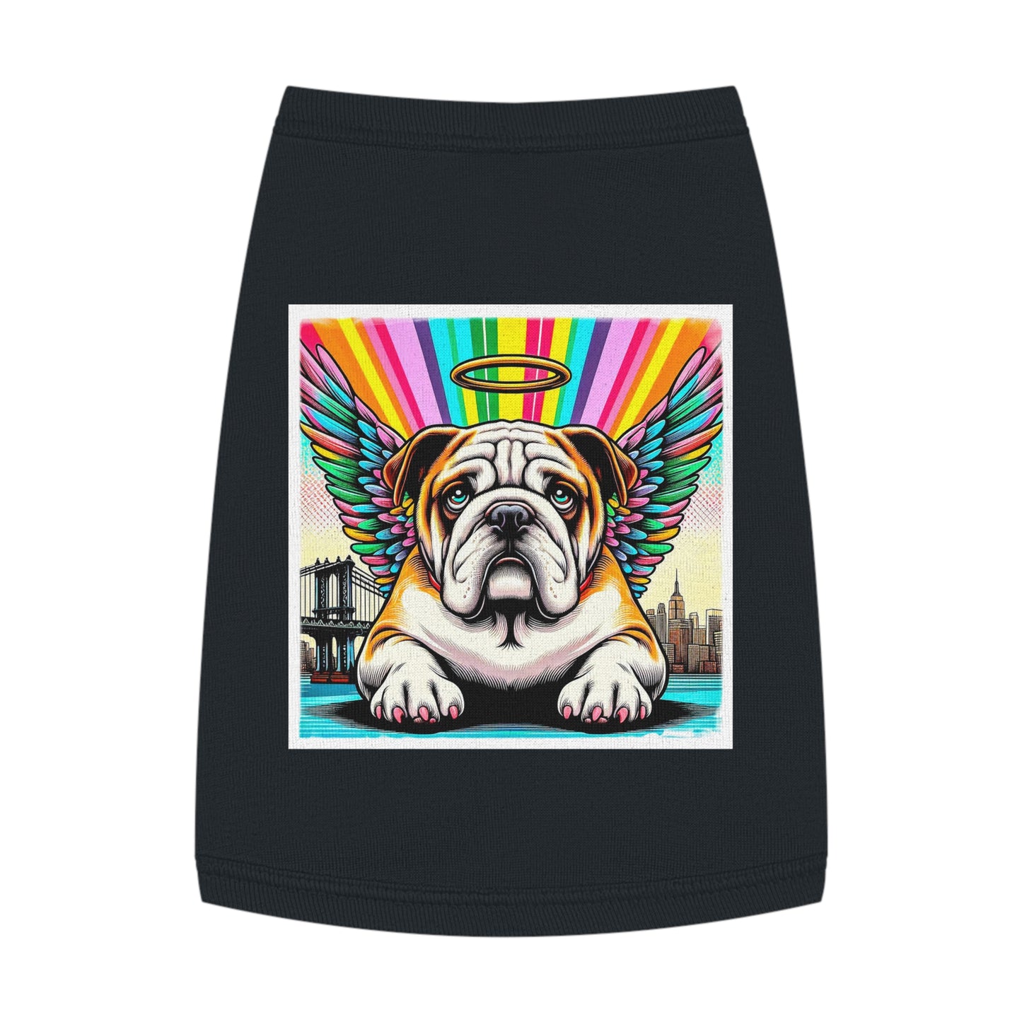 Pet Tank Top Bulldog heavenly angel t shirt Pets Printify M Black
