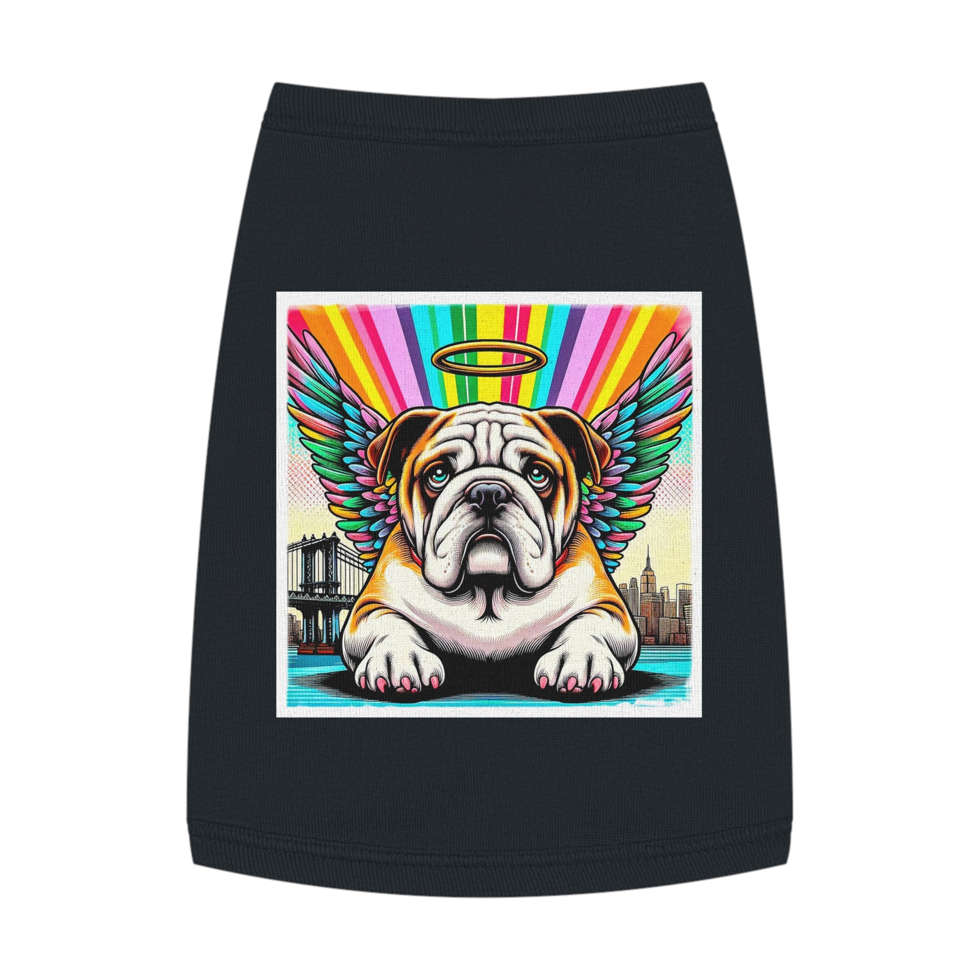 Pet Tank Top Bulldog heavenly angel t shirt Pets Printify M Black