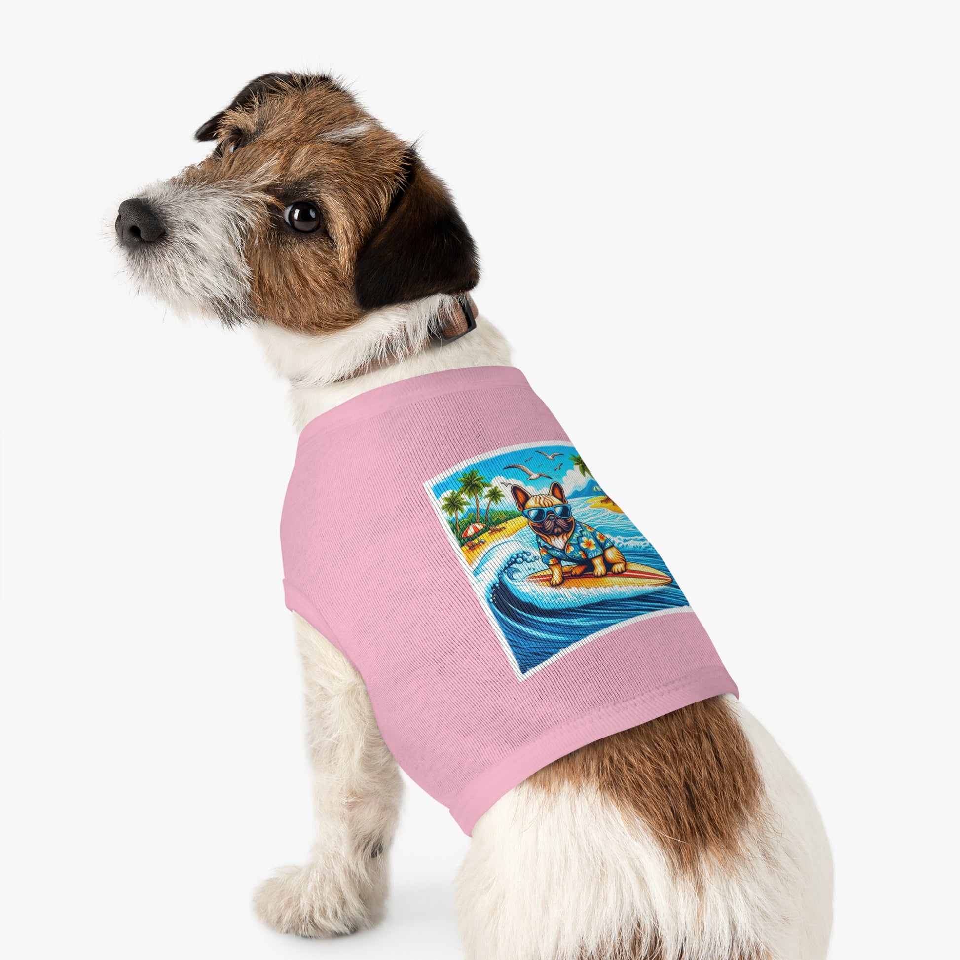 Pet Tank Top French Bulldog blue waves t shirt Pets Printify