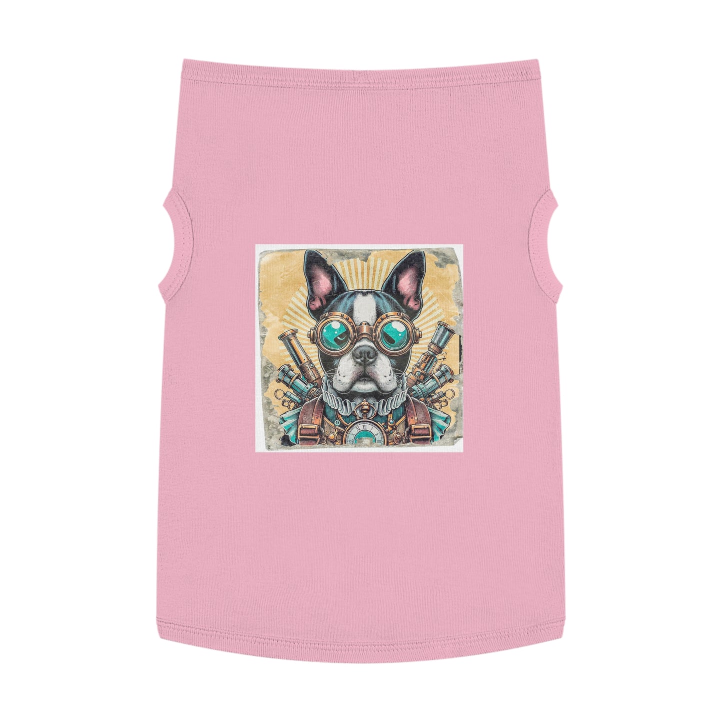 Pet Tank Top Boston Terrier In Steampunk Clothes Pets Printify XL Pink 