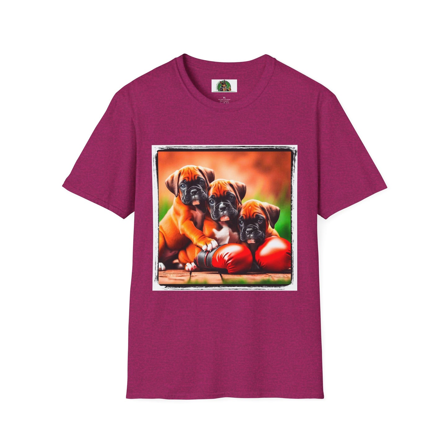 Boxer Puppy Dogs TShirt T-Shirt Printify S Antique Heliconia