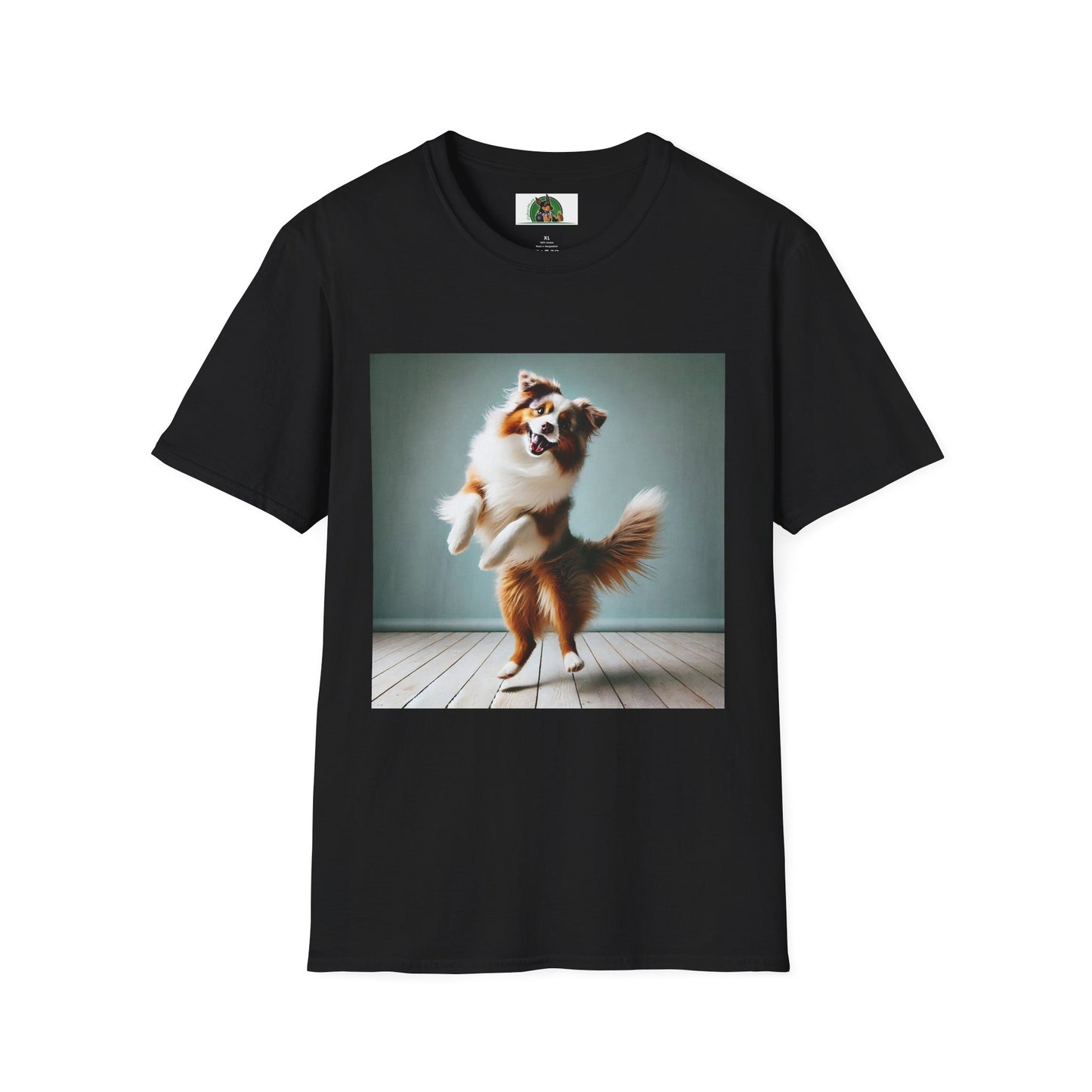 Dog Lover T-Shirt - Dancing Dog Australian Shepherd T-Shirt Printify XS Black