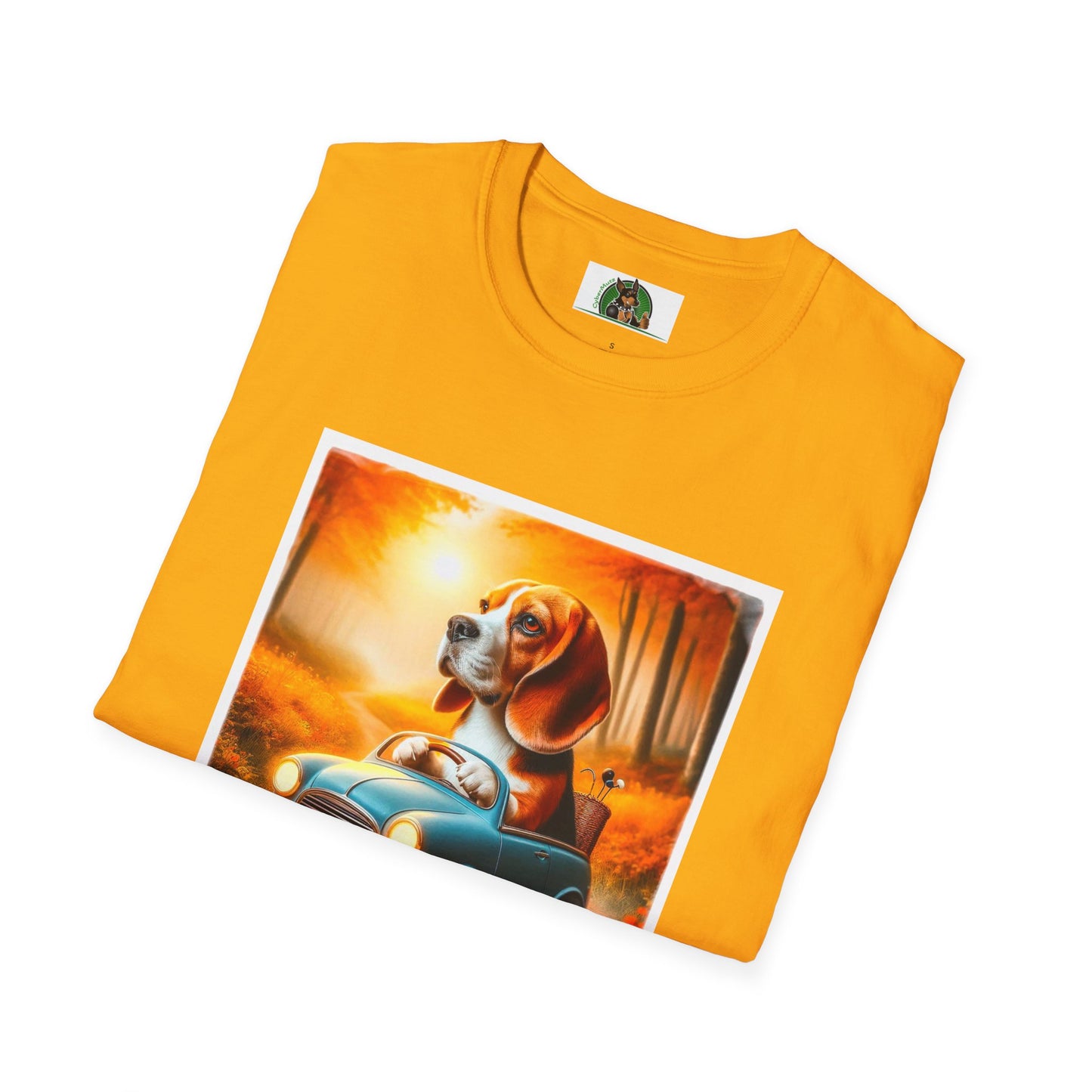 Wacky Beagle Dog Driving Tiny Car T-Shirt Printify   