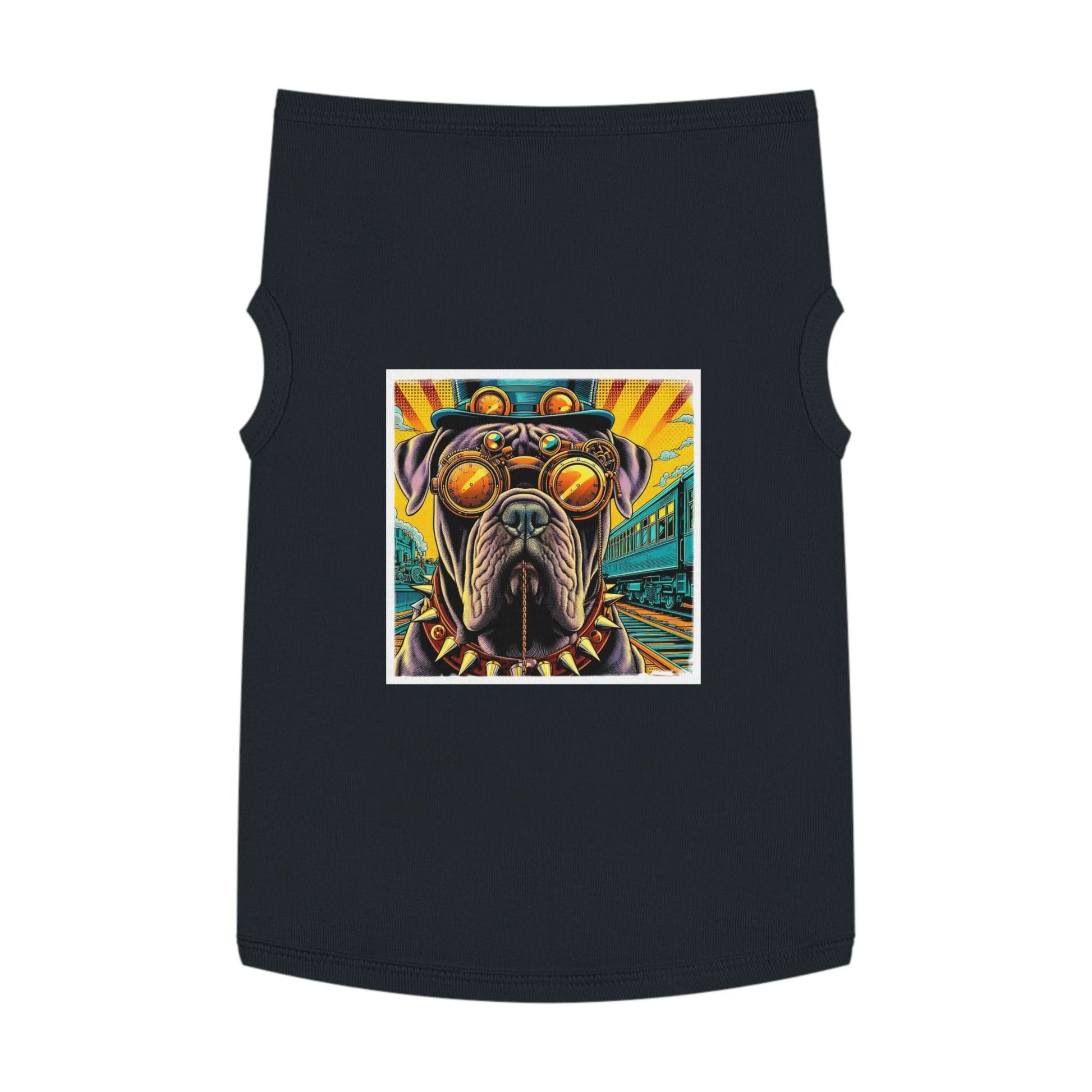 Cane Corso Dog Tank Top Spiked Collar Steampunk Pet Apparel For Large Breed Outdoor Wear Pets Printify XL Black
