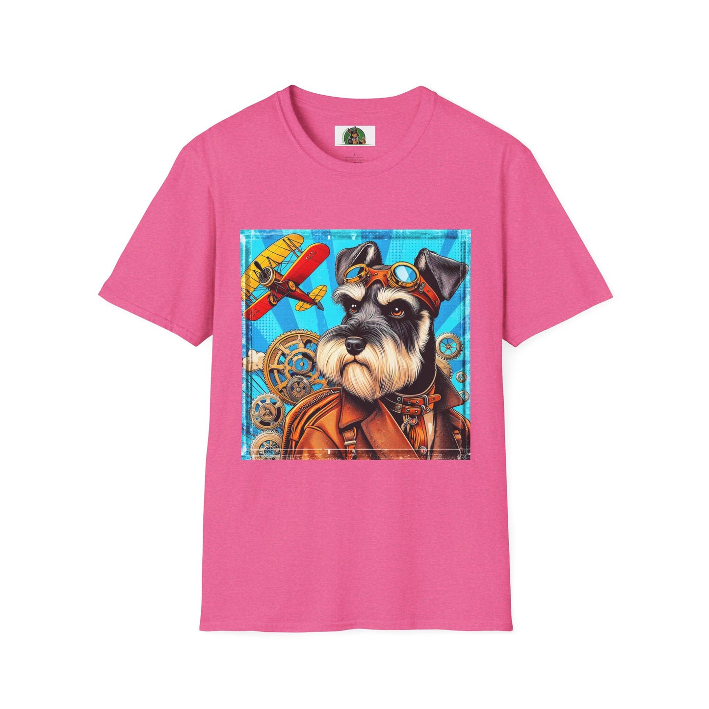 Schnauzer T-Shirt with Miniature Schnauzer Design T-Shirt Printify S Heather Heliconia 