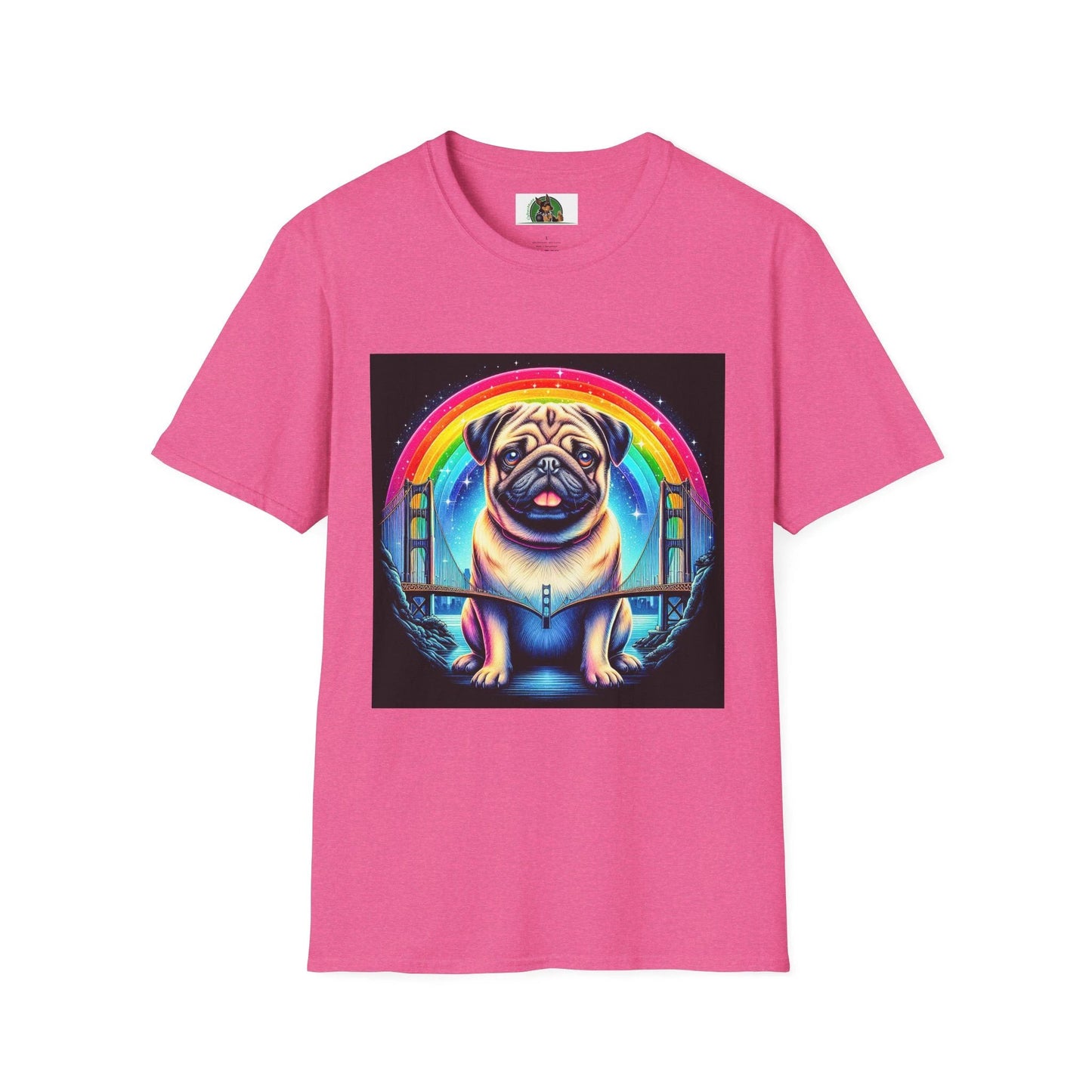 Pug Rainbow T-Shirt T-Shirt Printify S Heather Heliconia