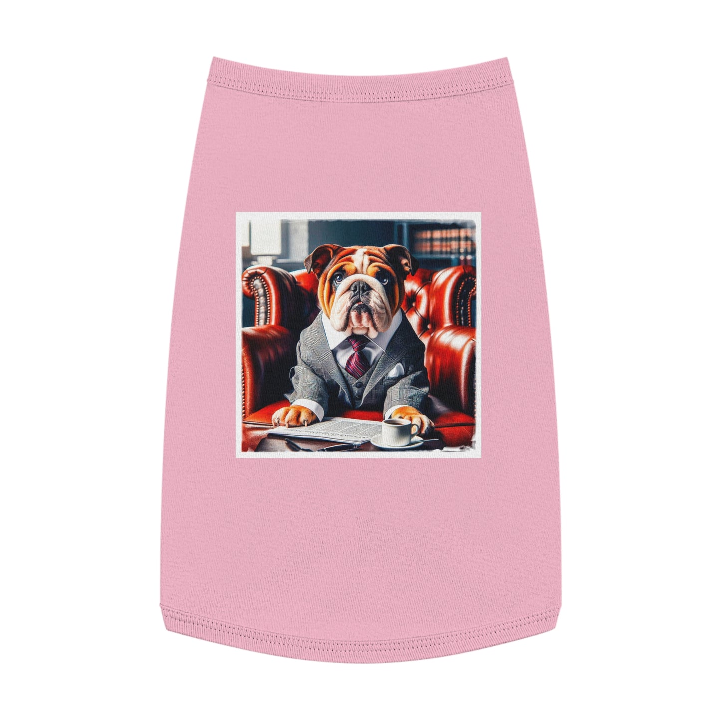Pet Tank Top Bulldog sitting business man t shirt Pets Printify L Pink