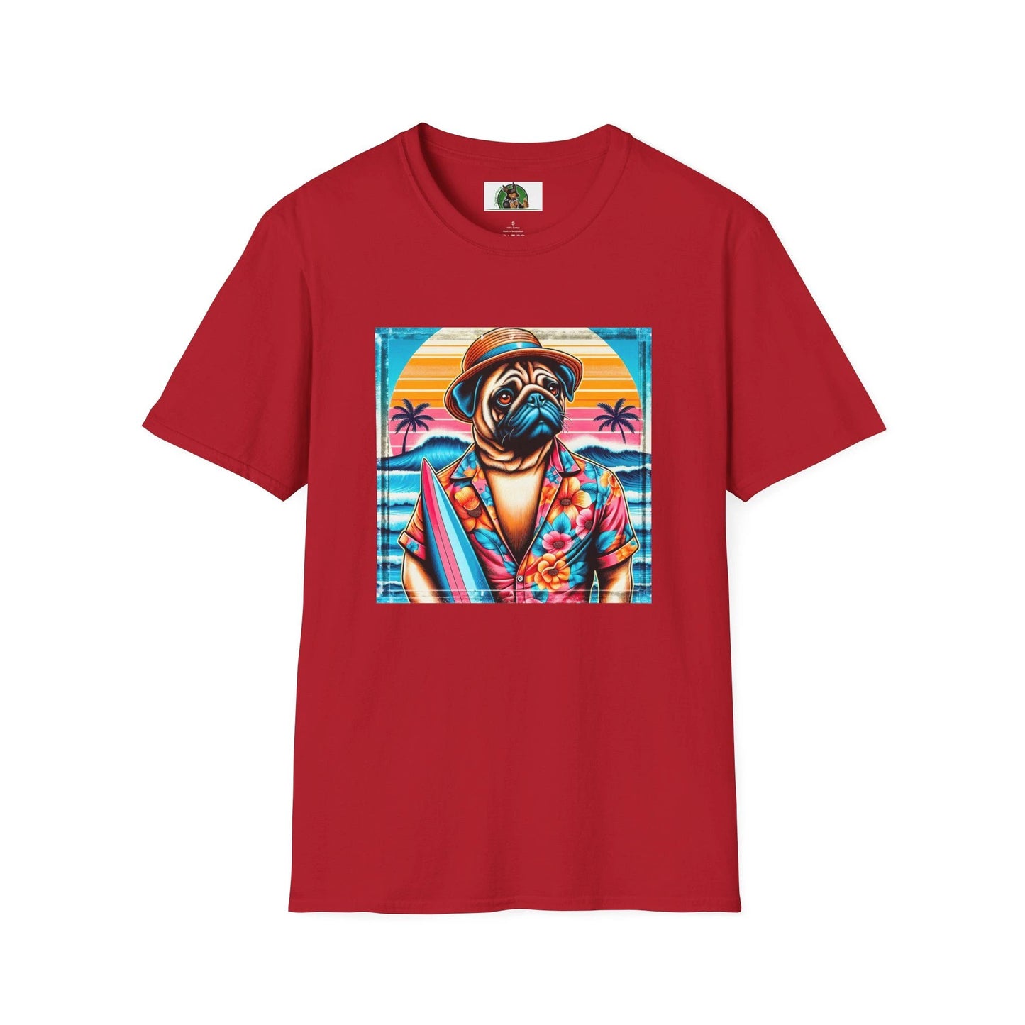 Surfer Pugs T-Shirt T-Shirt Printify S Cherry Red