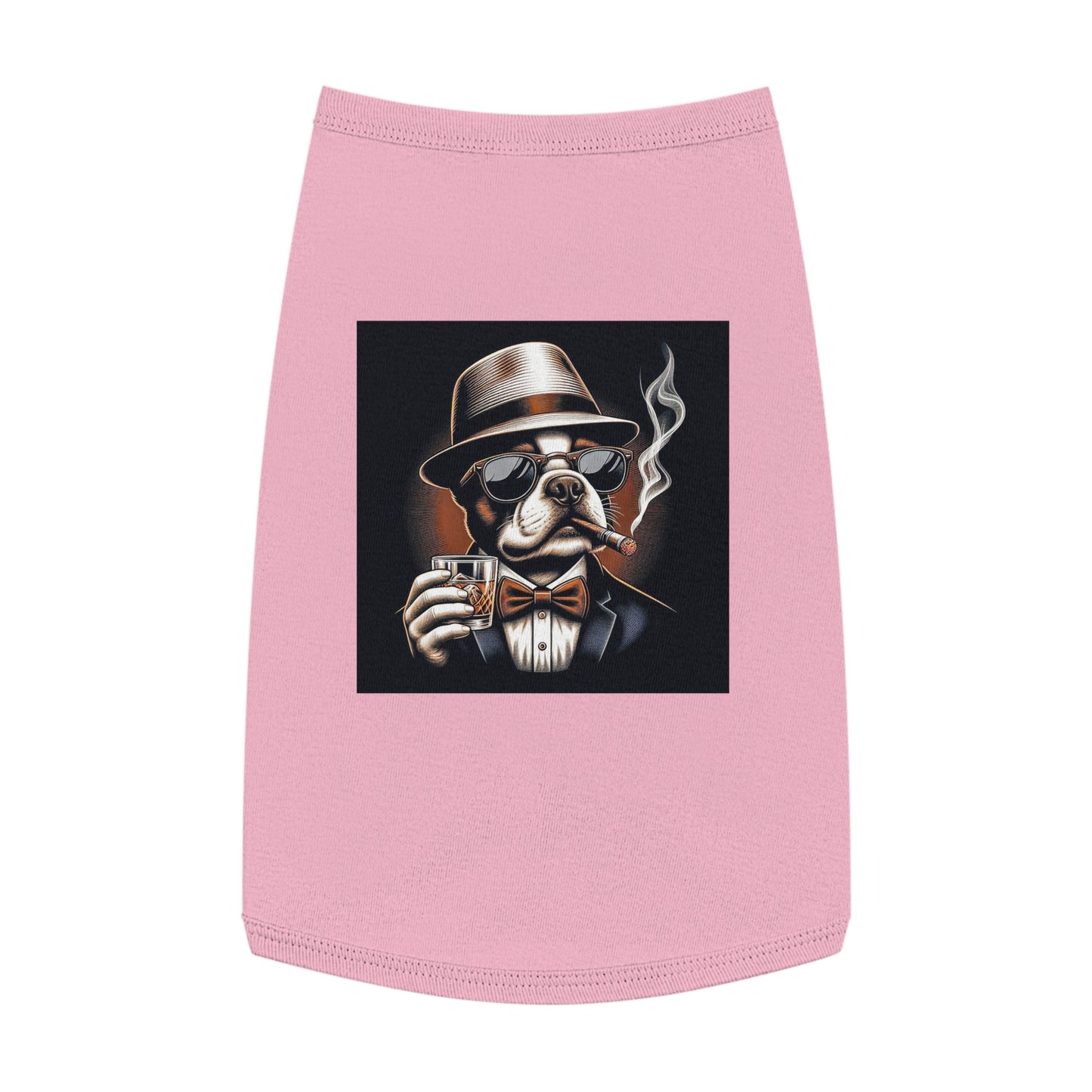 Pet Tank Top Boston Terrier Dog Smoking And Drinking Pets Printify L Pink 