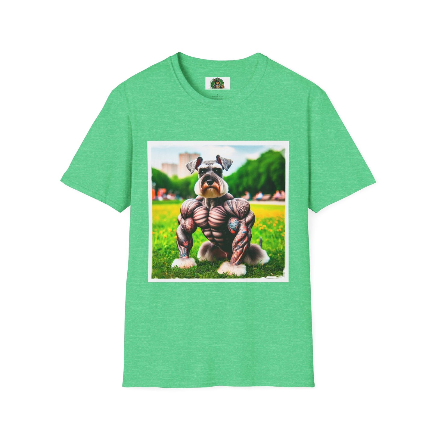 Schnauzer T-Shirt with Miniature Schnauzer Design T-Shirt Printify S Heather Irish Green 