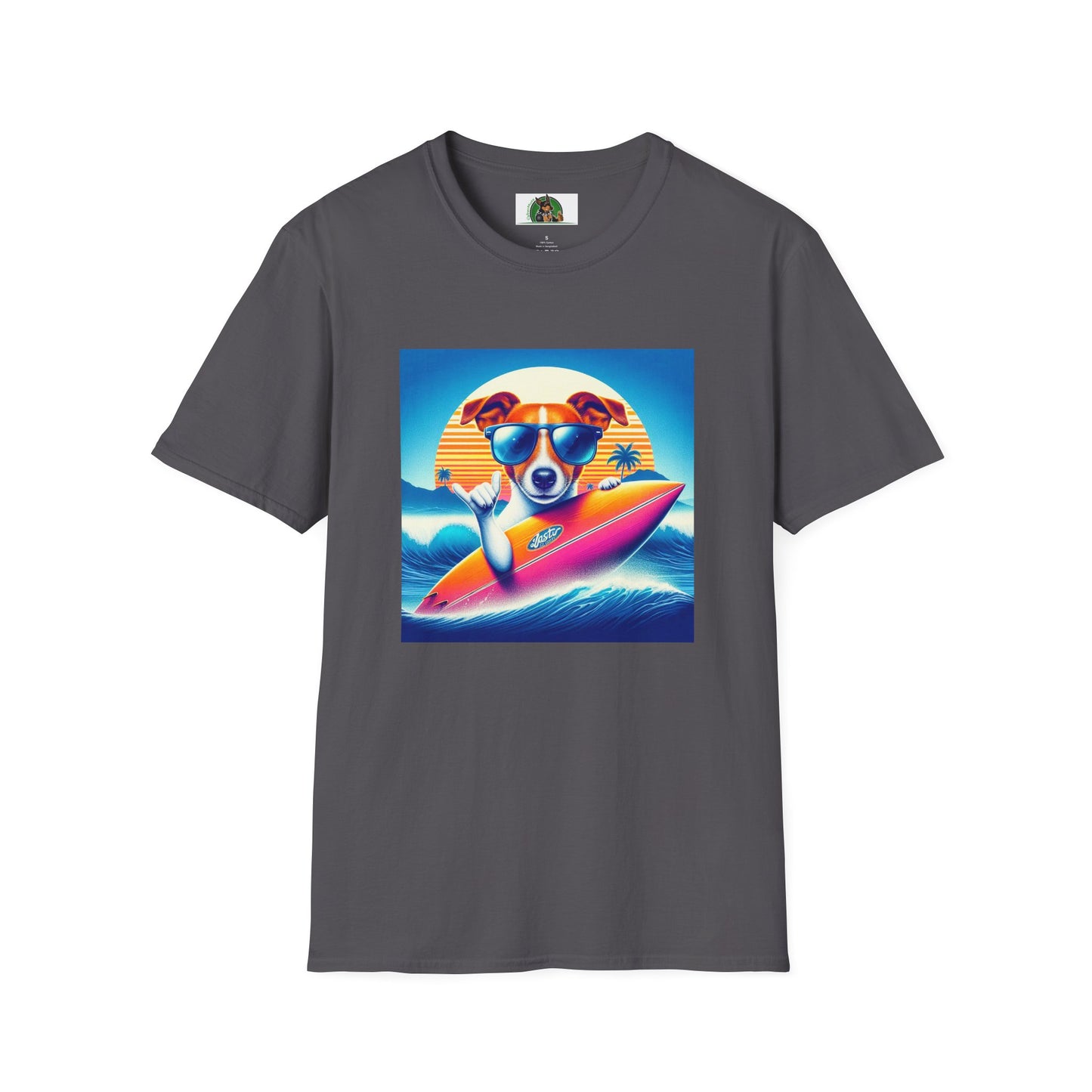 Jack Russell Surfer Dog T-Shirt Printify S Charcoal