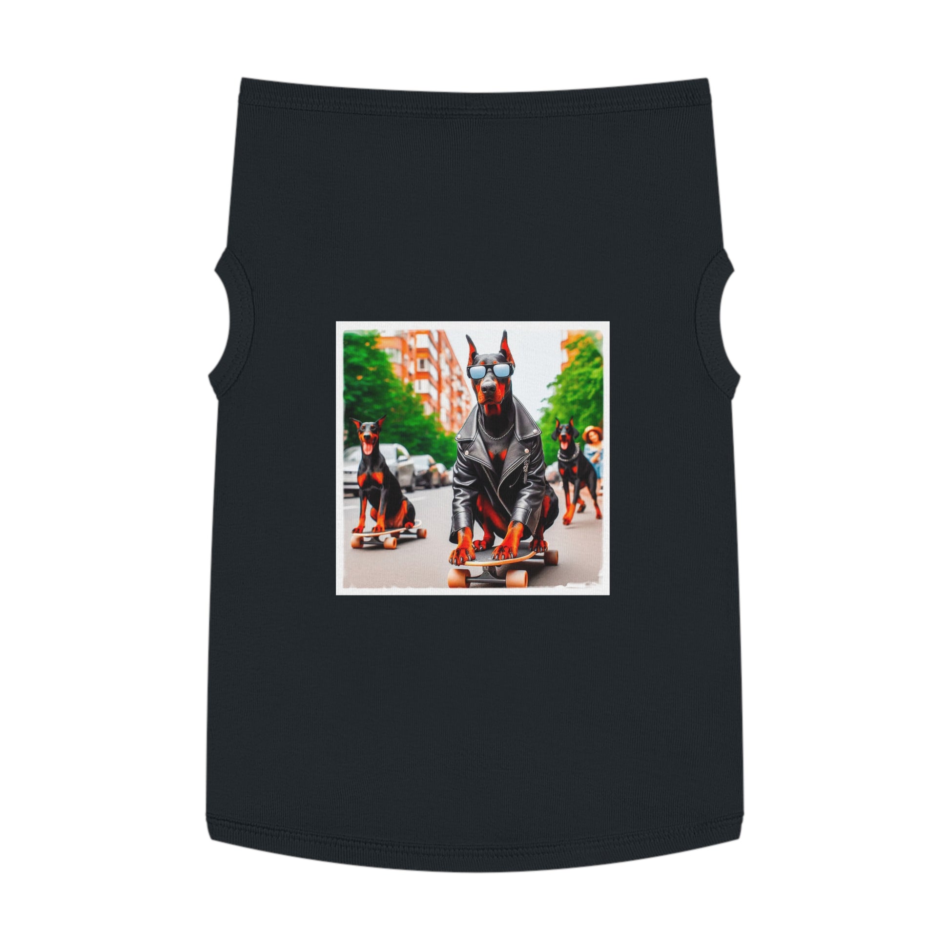 Pet Tank Top Doberman skating fun t shirt Pets Printify