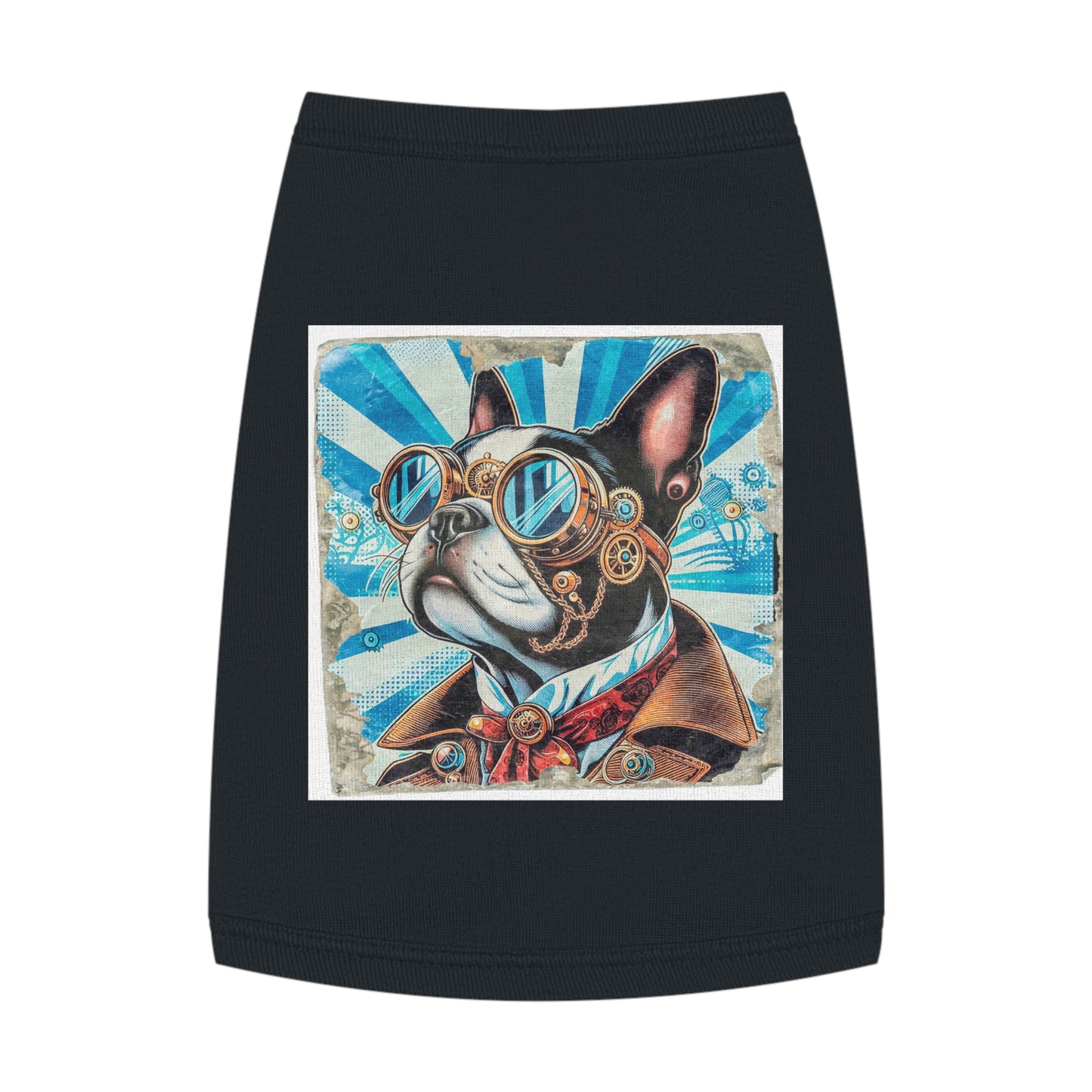 Pet Tank Top Boston Terrier Blue Steampunk Pets Printify M Black 