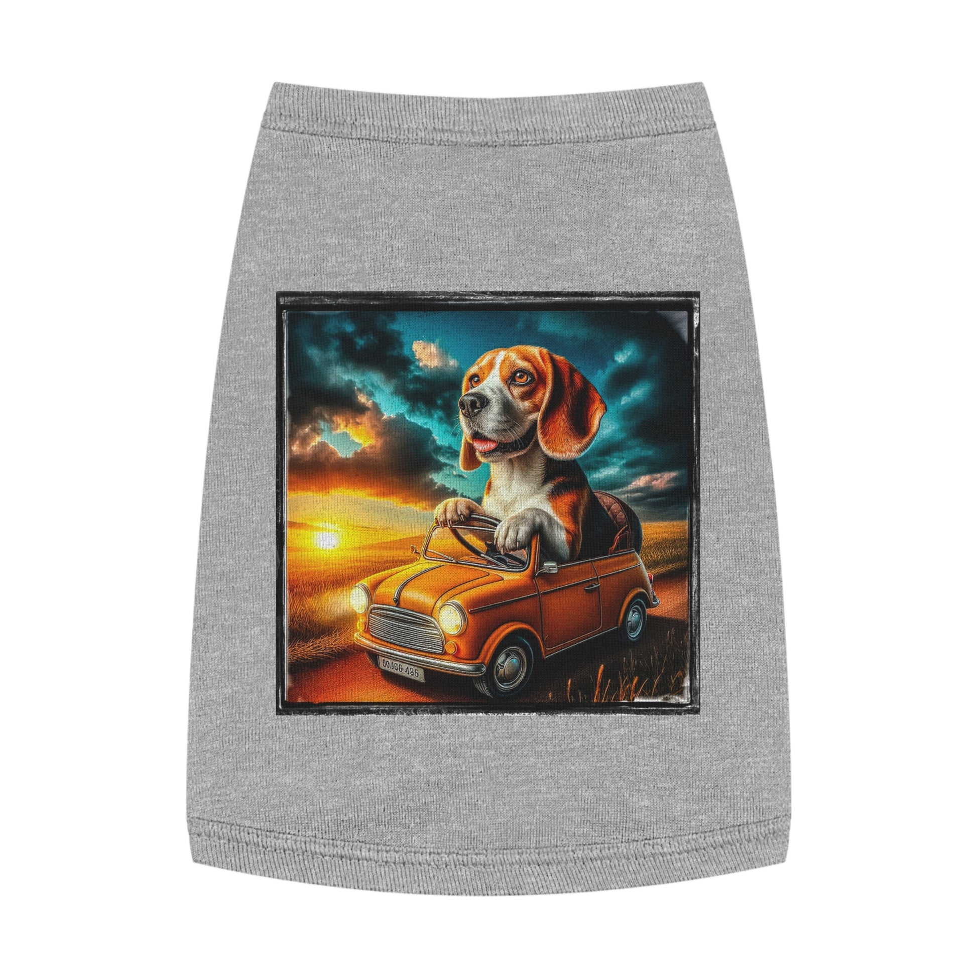 Pet Tank Top Wacky Beagle Dog Driving Tiny Car Pets Printify M Heather 