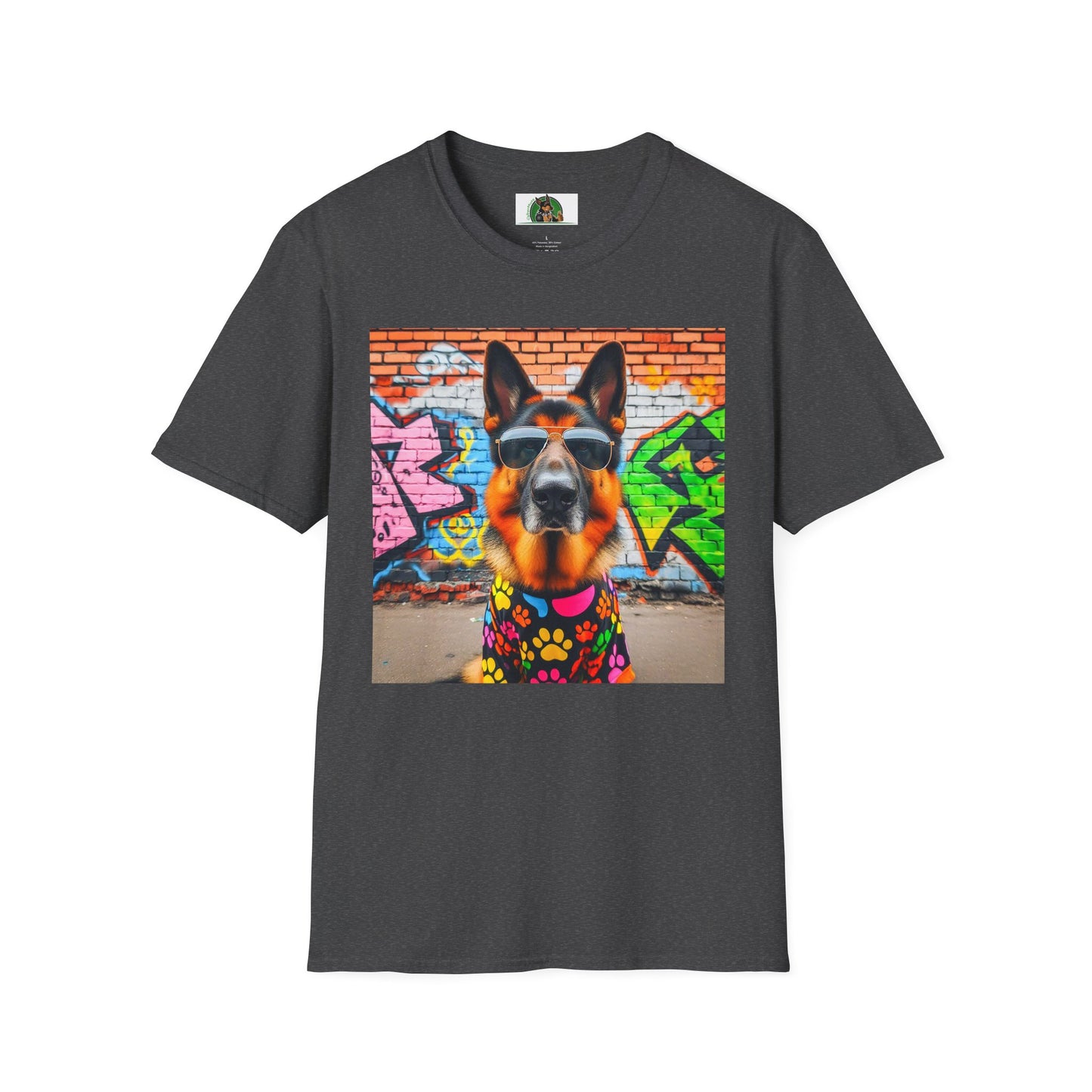 German Shepherd graffiti wall T-Shirt Printify Dark Heather S