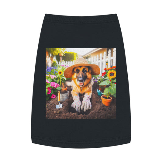 German Shepherd planting flowers shirt Pets Printify M Black