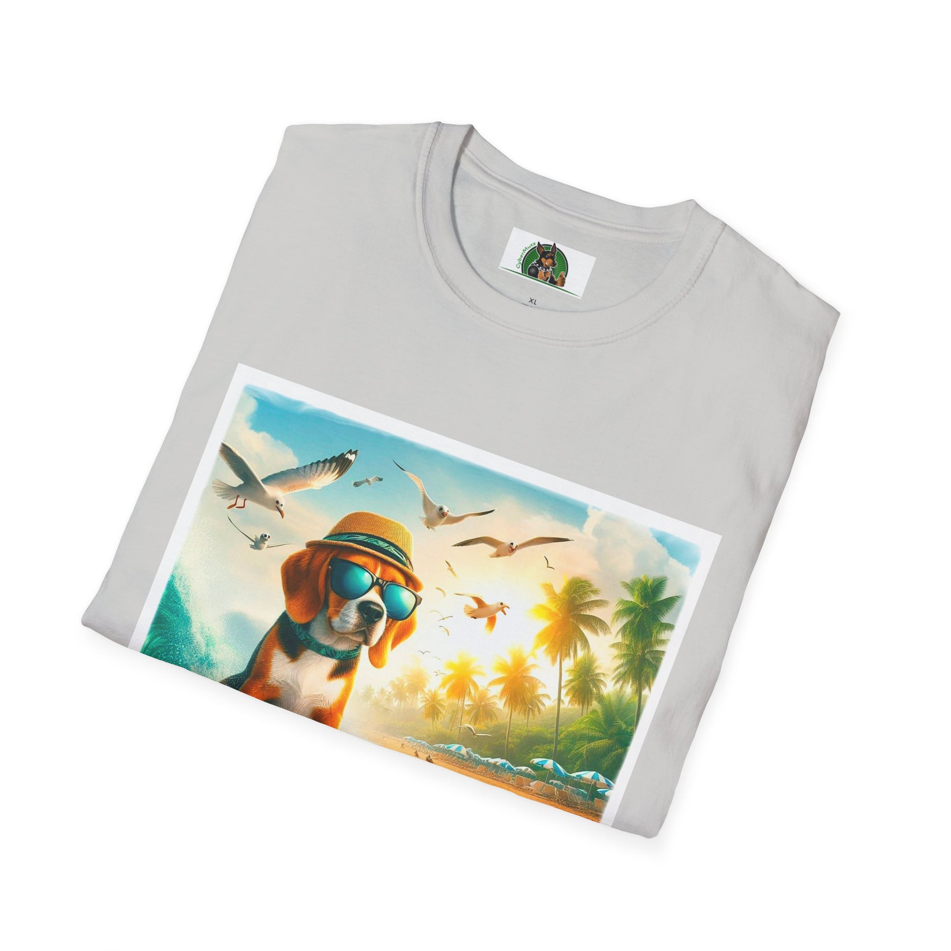 Beagle Surfing Wearing Hat And Shades T-Shirt Printify   