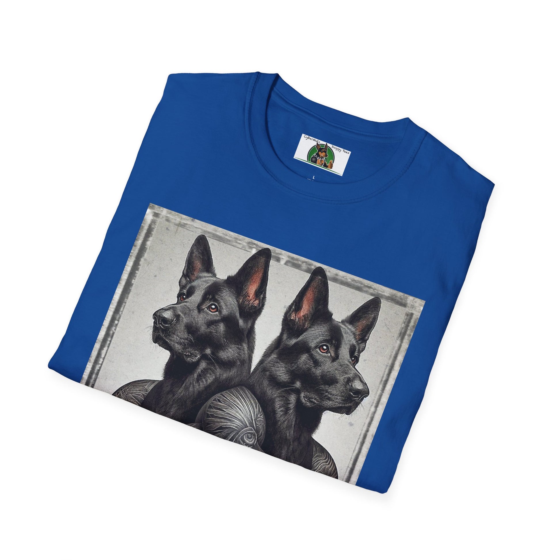 Muscle Twins Black German Shepherds Unisex Softstyle T-Shirt T-Shirt Printify