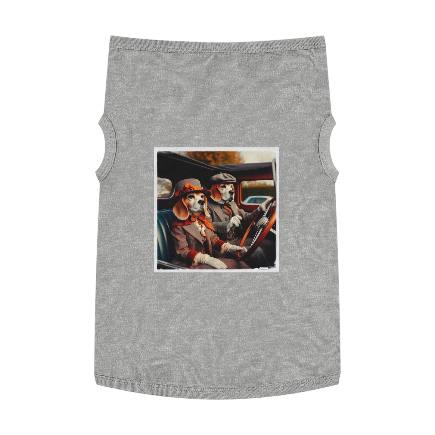 Pet Tank Top Wacky Beagle Dog Couple In Old Car Pets Printify XL Heather 