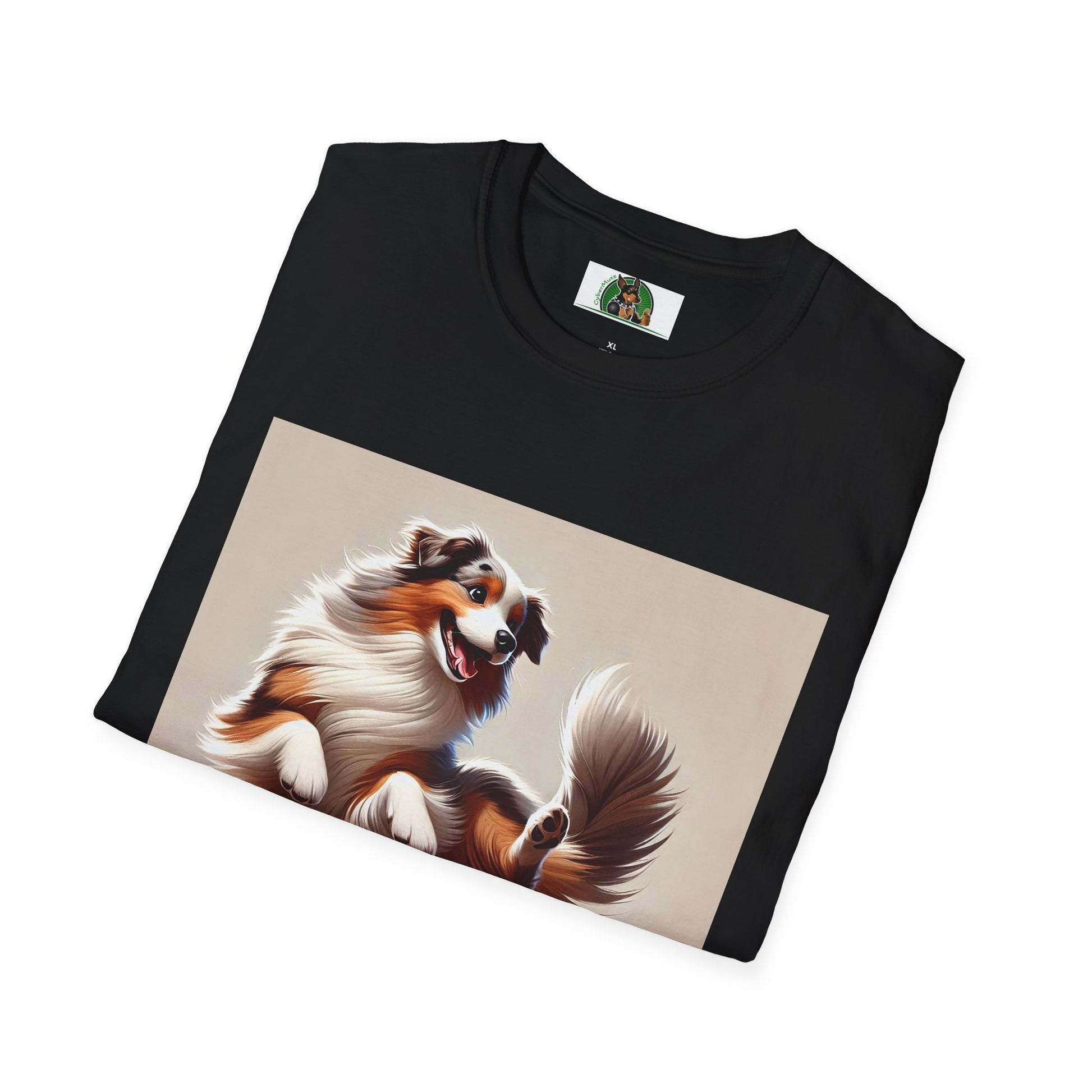 Dog Lover T-Shirt - Dancing Dog Australian Shepherd T-Shirt Printify