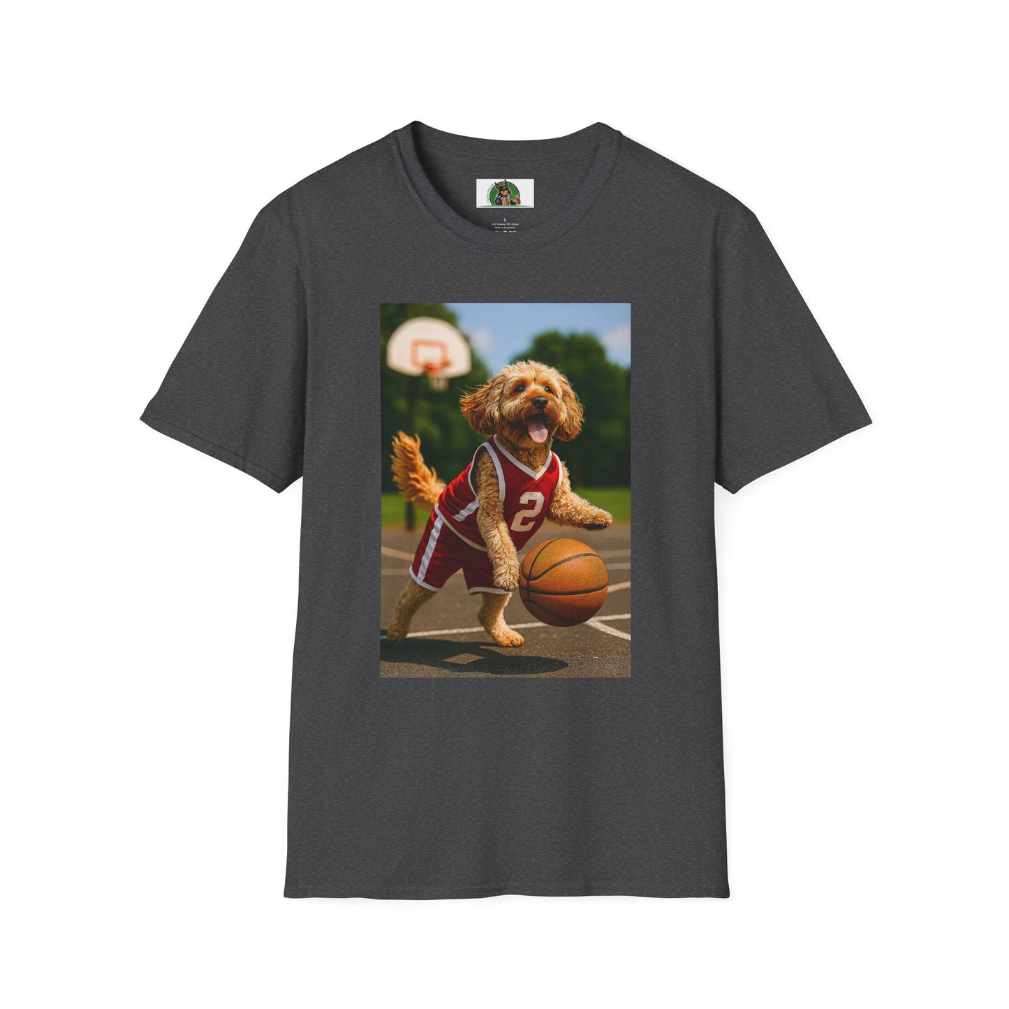 Sports Cockerpoo Basketball T-Shirt T-Shirt Printify Dark Heather XS