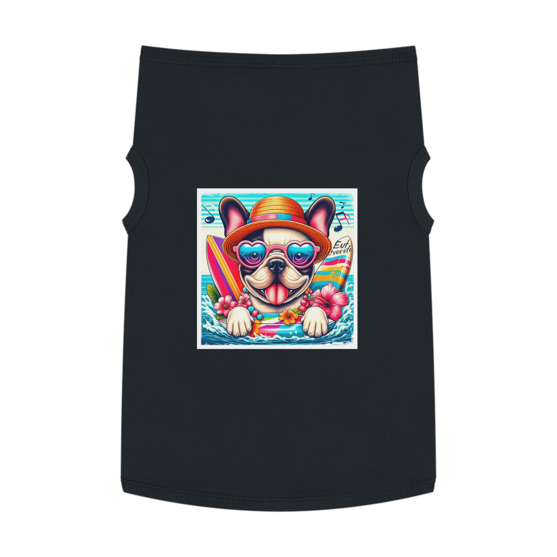 Pet Tank Top French Bulldog colorful surfing t shirt Pets Printify