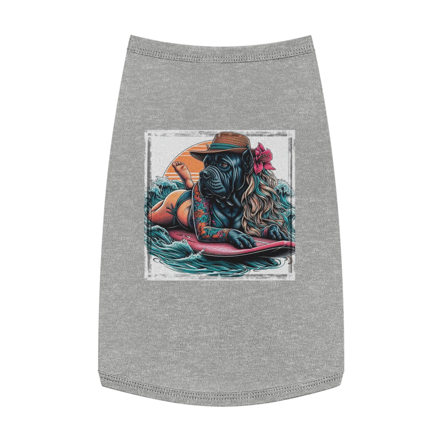 Pet Tank Top Cane Corso Beach Girl Pets Printify L Heather 