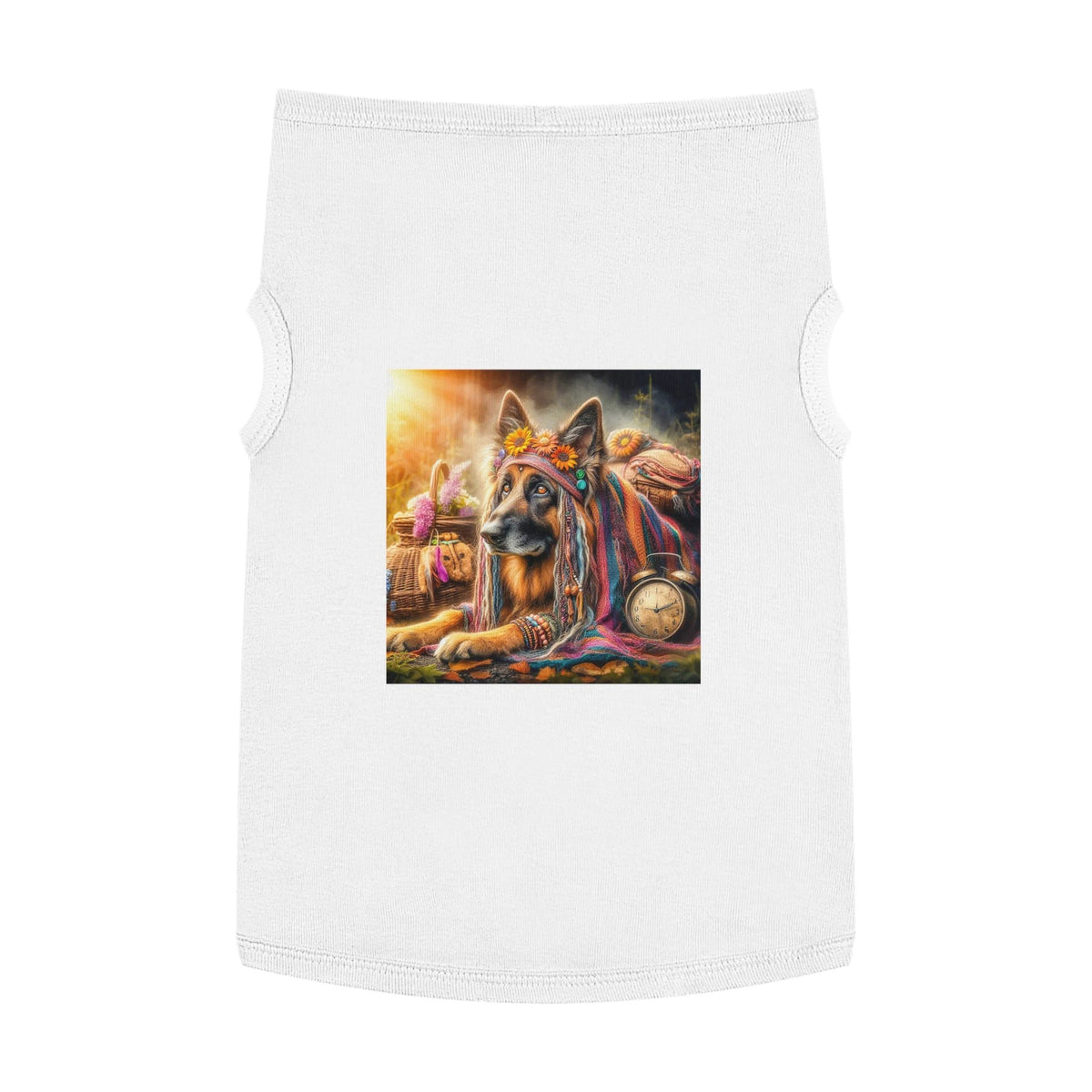 German Shepherd Hippie Pet Tank Top Pets Printify XL White