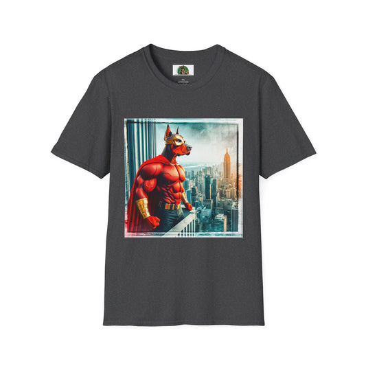 Doberman Spiderman t shirt T-Shirt Printify XS Dark Heather