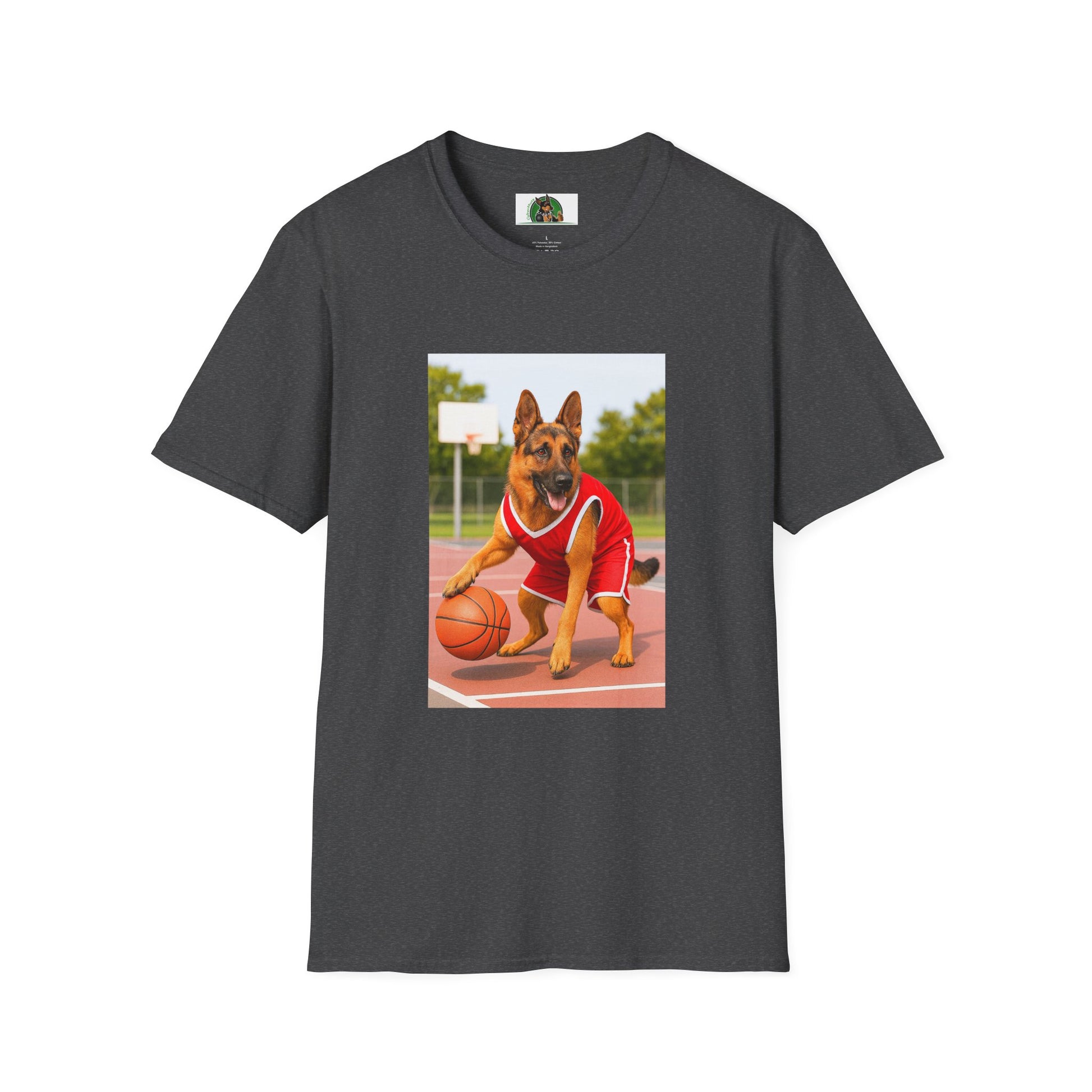 Sports German Shepherd Basketball T-Shirt T-Shirt Printify Dark Heather XS