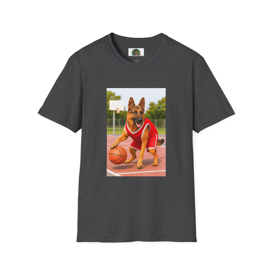 Sports German Shepherd Basketball T-Shirt T-Shirt Printify Dark Heather XS