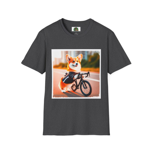 Pembroke Welsh Corgi tiny bike shirt T-Shirt Printify XS Dark Heather